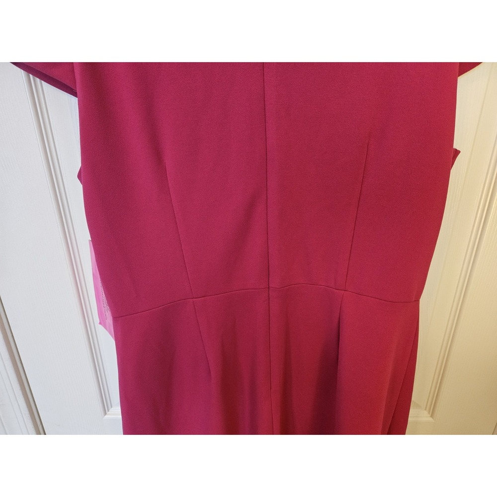 NWT Betsey Johnson Hot Pink Scuba Crepe Lined Midi Dress Back Zip Ruffled Hem 14 - Picture 8 of 12